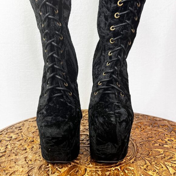 Jeffrey Campbell | Walk Tall | Knee High | Black Velvet | Size 8M - Picture 11 of 13